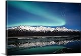 Calvin Hallプレミアムシックラップキャンバス壁アート印刷題名Northern Lights Over Chugach Mts Knik川Southcentralアラスカ 48" x 32" 