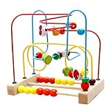 ビーズコースター　指先のトレーニング　ルーピング　木製　おもちゃ　知育玩具　メイズ　パズル　玉そろばん　幼児　赤ちゃん　ベビー　早期開発 (果物)