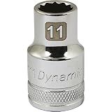 Dynamic Tools D015111 1/2 Drive 12 Point Metric Socket with 11mm Standard Length, Chrome Finish by D