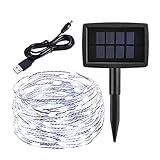 ieGeek 【最新型】LEDイルミネーションライト 太陽発電あるいはUSB充電　光センサー内蔵 点灯9パターン 屋内 屋外用 防水IP64 フェアリーライト ガーデンライト高輝度 高品質 クリスマス