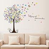 Smartcoco DIY Creative Romantic Butterfly Tree Wall Sticker Removable Wall Decals Kid Room Living Ro