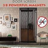 Omgogo Magnetic Door Screen Full Frame Velcro Bug Mesh Fits Door Openings up to 34"x82" MAX Black [並