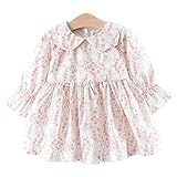 YY-Natuhi 2018新着 ベビー服 子供服 女の子 ワンピース ドレス 花柄 おしゃれ かわいい 長袖 キッズ服 お出かけ 通園 入園式 入学式 発表会 春 結婚式 チュニック 丸襟 (100