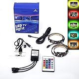 ALED LIGHT テレビ照明 LEDテープライト SMD5050 RGB 30LED 50cm 2本 ５V防水 強粘着両面テープ仕様 テレビ パソコン PC照明 USB接続 リモコン付き 疲れ目に