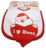 I Love Xmas Baby Bib with Santa Print by Soft Touch [並行輸入品]
