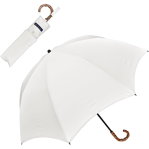 Amazon | サンバリア100 折り畳み日傘 2段折 ストライプ ブルー 木