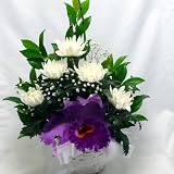 774【お供えの花】 DX 白菊とピンク系カトレア（1個）