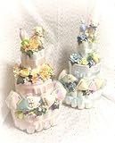 ３段重ねのおもちゃ付きオムツケーキ　Grandma × pakakose (パンパースＳサイズ（４kg～８Ｋｇの赤ちゃん向け）, pink)