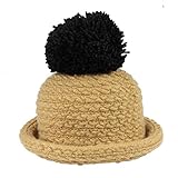 【ノーブランド品】ベビー キッズ ふわふわポンポン付き ニット帽 ハット 帽子男の子 女の子 マスタード