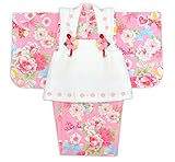 初節句に 女の子 赤ちゃん用 ベビー被布と着物セット「ピンク 牡丹にリボン」HFG049