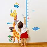 ufengke Cartoon Giraffe Bear高さチャート、子供の部屋保育園取り外し可能な壁のステッカー壁画