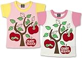 (キャンディヘブン)candy heaven 【candy heaven】 キャンディヘブン リンゴプリント Aライン 半そでTシャツ 110cm/120cm/130cm 130 ピンク×ホワイト