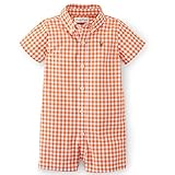 Ralph Lauren(ラルフローレン) ギンガムチェックシャツカバーオール(Orange)/ショートオール 12M(9-12ヶ月) [並行輸入品]