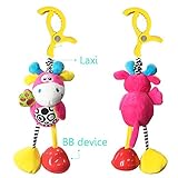 ベビーカー用玩具 ひっぱる動物おもちゃ　ガラガラおもちゃ　かわいい　ぬいぐるみ　知育玩具　吊り下げおもちゃ ピンク