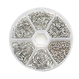 丸カン アソート 6サイズセット アクセサリーパーツ 基礎パーツ 外径4mm 5mm 6mm 7mm 8mm 10mm ハンドメイド 手芸 収納ケース付き (シルバー)