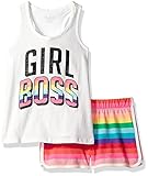 The Children's Place Big Girls' Tank Top and Dolphin Shorts Active Outfit White/Multi S (5/6) [並行輸入品