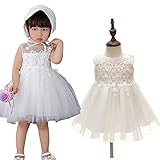 Goodparty 新生児 ベビードレス 子供ドレス 女の子 発表会 ワンピース チュールスカートドレス 結婚式 帽子付き 2点セット ホワイト