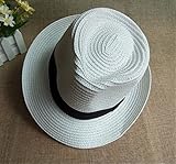 Rush.C ファッション 小物 帽子 麦わら帽子 キッズ ブラウン ライトブラウン ホワイト 【Rush.Cオリジナルハンカチセット】 B94 (ホワイト)