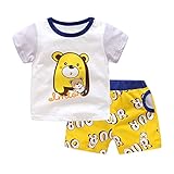 YUEGUANG 子供服 Tシャツ 半袖 Tシャツ＆パンツ 上下セット ホーム ウェア ベビー服 男の子 女の子 上下セット アニマル 春夏 ルームウェア 寝巻き カジュアル お出かけ (90cm)