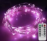 16.5 Ft 50leds銅色装飾文字列ライト8モード電池式W /リモートコントロール(ピンク)