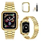 MioHHR ステンレススチールバンド Apple Watchバンド Ultra 3 2 1 49mm メタル交換用リストバンドストラップ iWatch シリーズ Ultra 3 2 1用, イエローゴールド