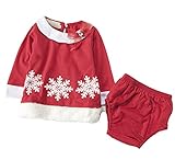 AvaCostume女の子スノーフレークドリル赤いドレス2個服セット、レッド 2T