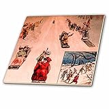 3drose Scenes from the Pastマジックランタン – ヴィンテージTobogganingとスケートカナダのマジックランタン1900年代初期 – タイル 8-Inch-Cerami