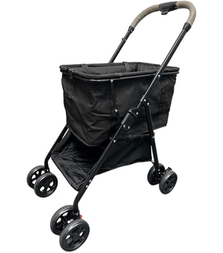 折りたたみ式ショッピングカート 黒 ショッピングカート 折りたたみ 4輪 ワイヤーカート K-44 ブラック