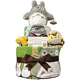 出産祝いに大人気！おむつケーキ となりのトトロ 豪華3段ガラガラ/ウォッシュタオル/フェイスタオルセット/内祝い/誕生日プレゼント ダイパーケーキ (パンパースM17 （1歳のお誕生日プレゼント用に）