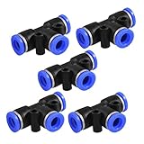 SODIAL(R) 5件の8mm-8mm　3ウェー　プッシュイン　ワンタッチT形のクイック金具