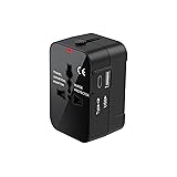 海外 変換プラグ cタイプ 海外旅行用 電源変換器 2ポート usb-aポート* type-c ポート付き 急速充電*ACコンセント 4種セットACアダプター US/UK/EUR/AUS対応 タイプ C海外旅行用マルチプラグ「海外専用」正規保証1年