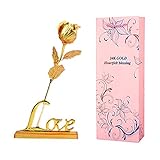 Formemory 花束 バラ 造花 薔薇 24k金箔 ローズ 枯れない花 フラワー バレンタインデー 金 母の日 誕生日 記念日 贈り物 プレゼント ギフトパックが付き 台座付き 高級感 箱 ピンク
