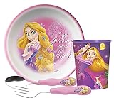 Zak 。Designs Girls " Tangled "ディズニープリンセスラプンツェルMealtime Set Includesボウル、タンブラーカップ、フォークとスプーン。BPAフリー、4ピー