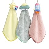 お手拭きタオル ループ付き 3点セット ハンドタオル 速乾タオル 吸水タオル スターロケット柄 メテオ柄 ループタオル 女の子 男の子 手拭