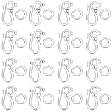 PH PandaHall 約40セット/箱 フック＆アイ・クラスプ 紐留め クラスプ エンドパーツ 金属パーツ ブレスレット ジュエリー 接続 パーツ DIY用 12x20.5mm チベットシルバー DIY資材 ハンドメイド アクセサリーパーツ クラフト用品