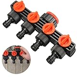 ホームガーデンホースパイプスプリッタープラスチックドリップ灌漑水コネクタ農業4ウェイタップコネクタ(ブラック+レッド)