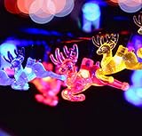 Yalufa イルミネーションライト 20LED トナカイ ストリングライト ソーラー充電式 光センサー内蔵 自動点灯 2発光モード 防水防雨 クリスマス 飾り