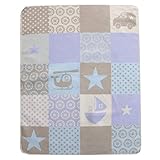 DAVID FUSSENEGGER(デビットフッセネガー) ブランケット ベビー ひざかけ あかちゃん お昼寝 寝具 防寒 70×90㎝ PATCH BLUE