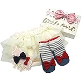 プラチナムベイビー LITTLE ONE ベビー 出産祝い(クリーム&ネイビーSET)ギフト BOX【3段チュールブルマ & 靴下 セット】