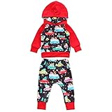 Lovoski トップ　　パンツ　セット　　男の子　　サンタの車　　クリスマスパーティ　　　デイリーウェア　　可愛い　贈り物　　全4サイズ - 多色, 100