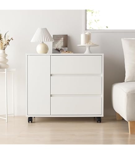 Amazon｜RASIK チェスト キャスター付き 引き出し 2段 棚 約幅75×奥行