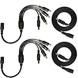 Kabenjee 2x 外径5.5mm 内径2.1mm DC電源アダプタスプリッターコード、ACアダプター4分岐延長コードケーブル、LEDテープライト用Yスプリッタアダプタワイヤ、安全CCTV停車照相