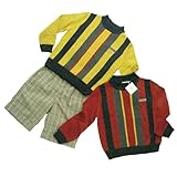 英国紳士 綺麗なカラーハーモニー♪ラウンドネックセーター（濠Du)イエロー(左)　110ｃｍ