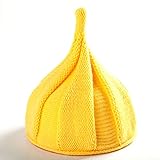 7CITY とんがり ニット帽 キッズ ねじり帽 秋冬 防寒 裏起毛 かわいい 選べる9色 (イエロー)