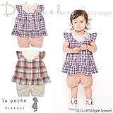 (ラポシェビスキュイ) La poche biscuit 初夏'16/レイヤード風マドラスチェックチュニック半袖ロンパース 80 ピンク