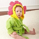 JUSH ベビーバスローブ アニマル おくるみ お風呂上がり タオル地 出産祝い ギフト (２～３歳, ヒマワリ)