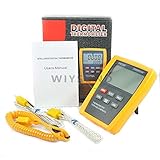 Wiysond DM6804 デジタル 温度計 2つ入力 適用 K E J T N B R S型 センサ 温度熱電対　プローブ 記録メモリ機能付き