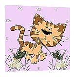3dRose dpp_218422_2 Funny Cat Pink Kids Decor Cool Image Wall Clock, 13" x 13" [並行輸入品]