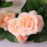 ノーブランド品　造花　壁掛け　壁飾り　蔓　花　葉　バド　バラ　アイビー　籐　観葉植物　人工観葉植物　インテリア　ローズ　雑貨　アーチ　装飾　飾りつけ　フラワー　桜色　Generic Artificia