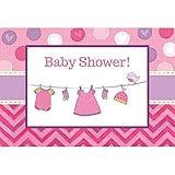 Amscan Delightful Shower with Love Girl Postcard Invitations Baby Shower Party Supplies 4-1/4 x 6-1/